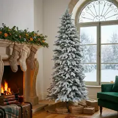 Albero di Natale Slim Innevato Fitz Roy, 422 Rami in 100% PE Real Touch , Altezza 210 cm - alberi