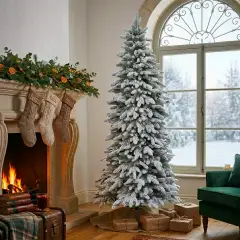 Albero di Natale Slim Innevato Fitz Roy, 422 Rami in 100% PE Real Touch , Altezza 210 cm - alberi