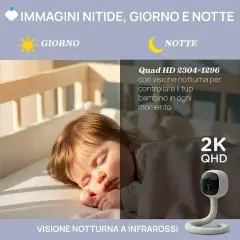 Baby Monitor WiFi Smart AI 2K UHD Notturno - interfono videomonitor