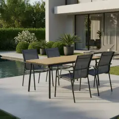 Set Tavolo Amalfi Antracite + 4 Poltrone Bend Antracite Outdoor - tavoli, sedie e poltroncine