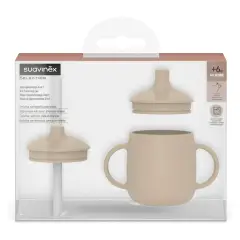 Tazza Evolutiva Per Bambini In Silicone 3 In 1 Beige Suavinex - biberon e accessori