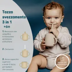 Tazza Evolutiva Per Bambini In Silicone 3 In 1 Verde Suavinex - biberon e accessori