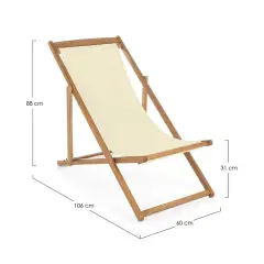 Sdraio Relax Noemi Ecrù Legno Acacia Pieghevole - tavoli, sedie e poltroncine