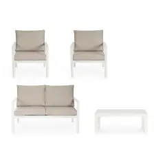 Salotto Hilde Bianco 4 Posti con Cuscini Tortora - set e salotti