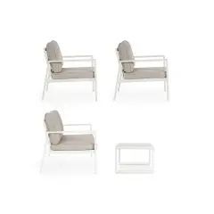 Salotto Hilde Bianco 4 Posti con Cuscini Tortora - set e salotti