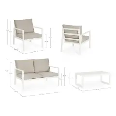 Salotto Hilde Bianco 4 Posti con Cuscini Tortora - set e salotti