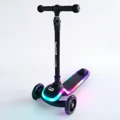 Monopattino 3 Ruote Regolabile e Pieghevole FlashGo con Luci LED per Bambini 3-5 Anni, Nero - monopattini