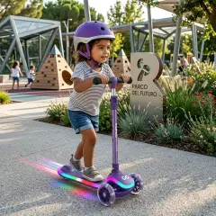 Monopattino 3 Ruote Regolabile e Pieghevole FlashGo con Luci LED per Bambini 3-5 Anni, Viola - monopattini