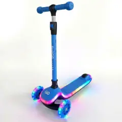 Monopattino 3 Ruote Regolabile e Pieghevole FlashGo con Luci LED per Bambini 3-5 Anni, Celeste - monopattini