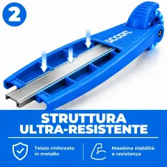 Monopattino 3 Ruote Regolabile e Pieghevole BabyScoot con Ruote LED per Bambini 3-5 Anni, Celeste - monopattini