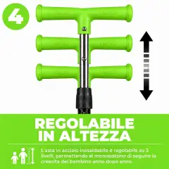 Monopattino 3 Ruote Regolabile e Pieghevole BabyScoot con Ruote LED per Bambini 3-5 Anni, Verde - monopattini