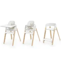 Seggiolone Stokke Steps Sedia Evolutiva Bambino - Bianco/Naturale - seggioloni