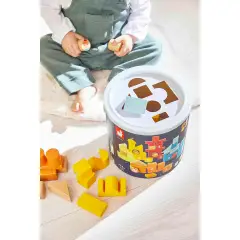 Barile In Legno Forme Educative Tema Fattoria 56 Pezzi - Primi giochi