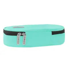 Astuccio Scuola Comix Ovale Acquamarina Organizzato Zip - bauletti tombolini bustine