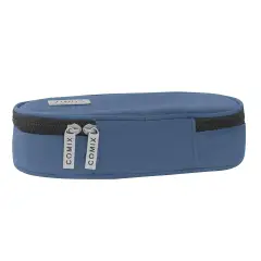 Astuccio Scuola Ovale Organizzato Comix Dusty Blue - bauletti tombolini bustine