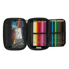 Astuccio Scuola Corredo Maxi Zip Comix Glitter Rosa - astucci colori