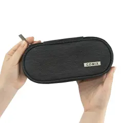 Astuccio Scuola Ovale Organizzato Comix Lurex Nero - bauletti tombolini bustine