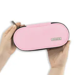 Astuccio Scuola Ovale Organizzato Comix Lurex Rosa - bauletti tombolini bustine