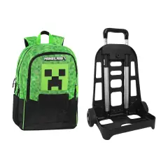Minecraft Zaino Scuola Organizzato con Trolley Staccabile Pixel - zaini trolley