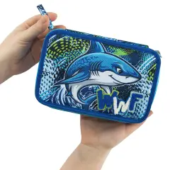 Wwf Astuccio Scuola Corredo 3 Zip Illustrato Squalo - astucci colori