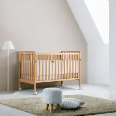 Lettino Flippy 4in1 Culla-Culla Fianco Letto- Letto e Divanetto Naturale con Tessile righe Tortora - collezioni