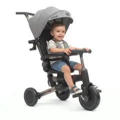 Triciclo Pieghevole Evolutivo 6-in-1 MoovEvo per Bambini dai 6 Mesi, Tessuto Grigio - Tricicli e primi passi