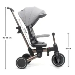 Triciclo Pieghevole Evolutivo 6-in-1 MoovEvo per Bambini dai 6 Mesi, Tessuto Grigio - Tricicli e primi passi
