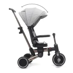 Triciclo Pieghevole Evolutivo 6-in-1 MoovEvo per Bambini dai 6 Mesi, Tessuto Grigio - Tricicli e primi passi