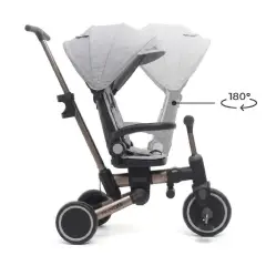 Triciclo Pieghevole Evolutivo 6-in-1 MoovEvo per Bambini dai 6 Mesi, Tessuto Grigio - Tricicli e primi passi