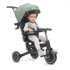 Triciclo Pieghevole Evolutivo 6-in-1 MoovEvo per Bambini dai 6 Mesi, Tessuto Verde - Tricicli e primi passi