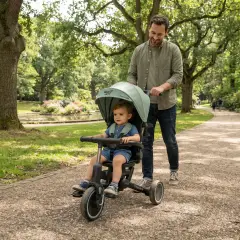 Triciclo Pieghevole Evolutivo 6-in-1 MoovEvo per Bambini dai 6 Mesi, Tessuto Verde - Tricicli e primi passi