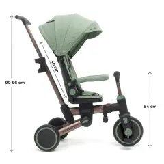 Triciclo Pieghevole Evolutivo 6-in-1 MoovEvo per Bambini dai 6 Mesi, Tessuto Verde - Tricicli e primi passi