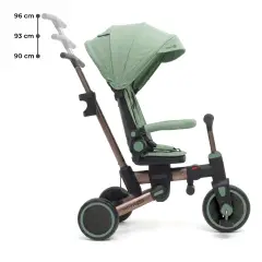Triciclo Pieghevole Evolutivo 6-in-1 MoovEvo per Bambini dai 6 Mesi, Tessuto Verde - Tricicli e primi passi