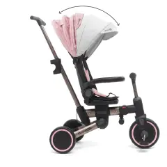 Triciclo Pieghevole Evolutivo 6-in-1 MoovEvo per Bambini dai 6 Mesi, Tessuto Rosa - Tricicli e primi passi