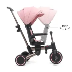 Triciclo Pieghevole Evolutivo 6-in-1 MoovEvo per Bambini dai 6 Mesi, Tessuto Rosa - Tricicli e primi passi
