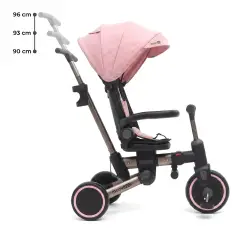 Triciclo Pieghevole Evolutivo 6-in-1 MoovEvo per Bambini dai 6 Mesi, Tessuto Rosa - Tricicli e primi passi