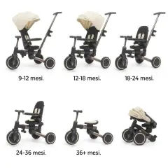 Triciclo Pieghevole Evolutivo 6-in-1 MoovEvo per Bambini dai 6 Mesi, Tessuto Crema - Tricicli e primi passi