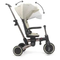 Triciclo Pieghevole Evolutivo 6-in-1 MoovEvo per Bambini dai 6 Mesi, Tessuto Crema - Tricicli e primi passi