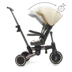 Triciclo Pieghevole Evolutivo 6-in-1 MoovEvo per Bambini dai 6 Mesi, Tessuto Crema - Tricicli e primi passi