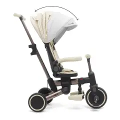 Triciclo Pieghevole Evolutivo 6-in-1 MoovEvo per Bambini dai 6 Mesi, Tessuto Crema - Tricicli e primi passi