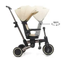 Triciclo Pieghevole Evolutivo 6-in-1 MoovEvo per Bambini dai 6 Mesi, Tessuto Crema - Tricicli e primi passi