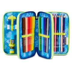 Astuccio 3 Zip Seven Blu Fusion 45pz Completo - astucci colori