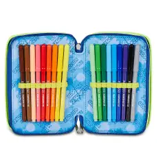 Astuccio 3 Zip Seven Blu Fusion 45pz Completo - astucci colori