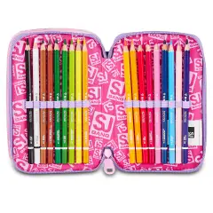 Astuccio 3 Zip SJ Gang Pixie Unicorn 3D 45 Pezzi - astucci colori