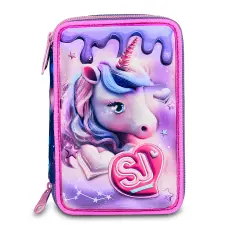 Astuccio 3 Zip SJ Gang Pixie Unicorn 3D 45 Pezzi - astucci colori