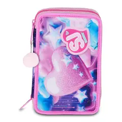 Astuccio Sj Gang Fluffy Pink Girl 3 Zip 45 Pezzi - astucci colori