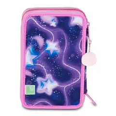 Astuccio Sj Gang Fluffy Pink Girl 3 Zip 45 Pezzi - astucci colori
