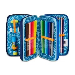 Astuccio Sj Gang Space Led Boy 3 Zip 45 Pezzi - astucci colori