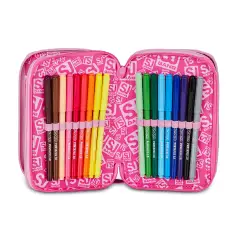 Astuccio Sj Gang Heart Buddy Girl 3 Zip 45 Pezzi - astucci colori