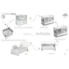 Letto Infinito Evolutivo 6in1 Bianco con Tessile Grigio - collezioni